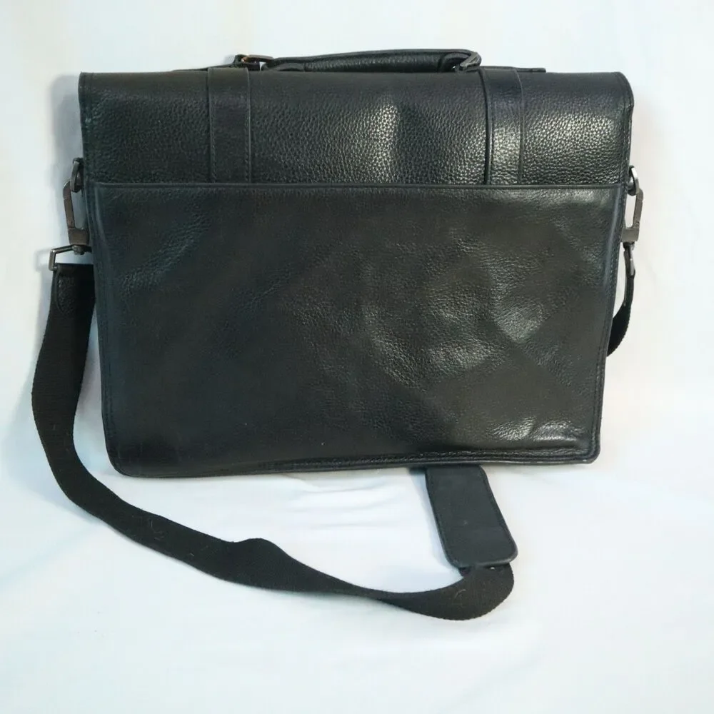 Kenneth Cole Leather Briefcase lap top tote Bag Black 16